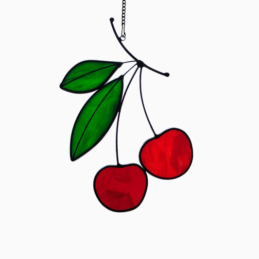 Cherry Stained Glass Hanging