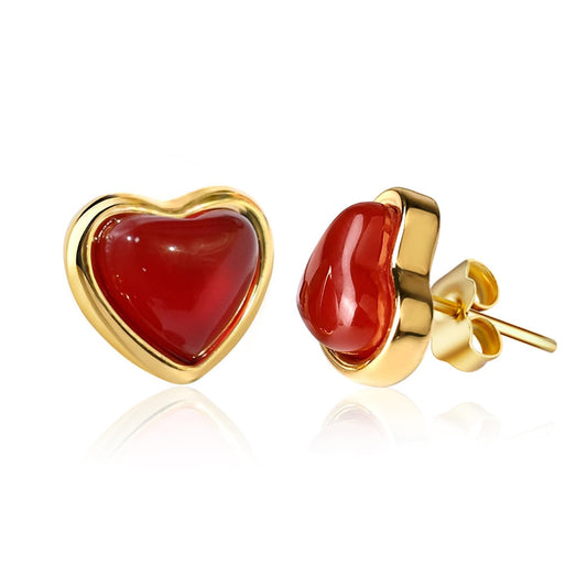 Dainty Red Heart Earrings