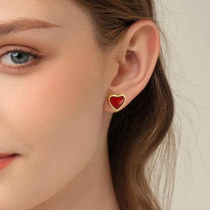 Dainty Red Heart Earrings