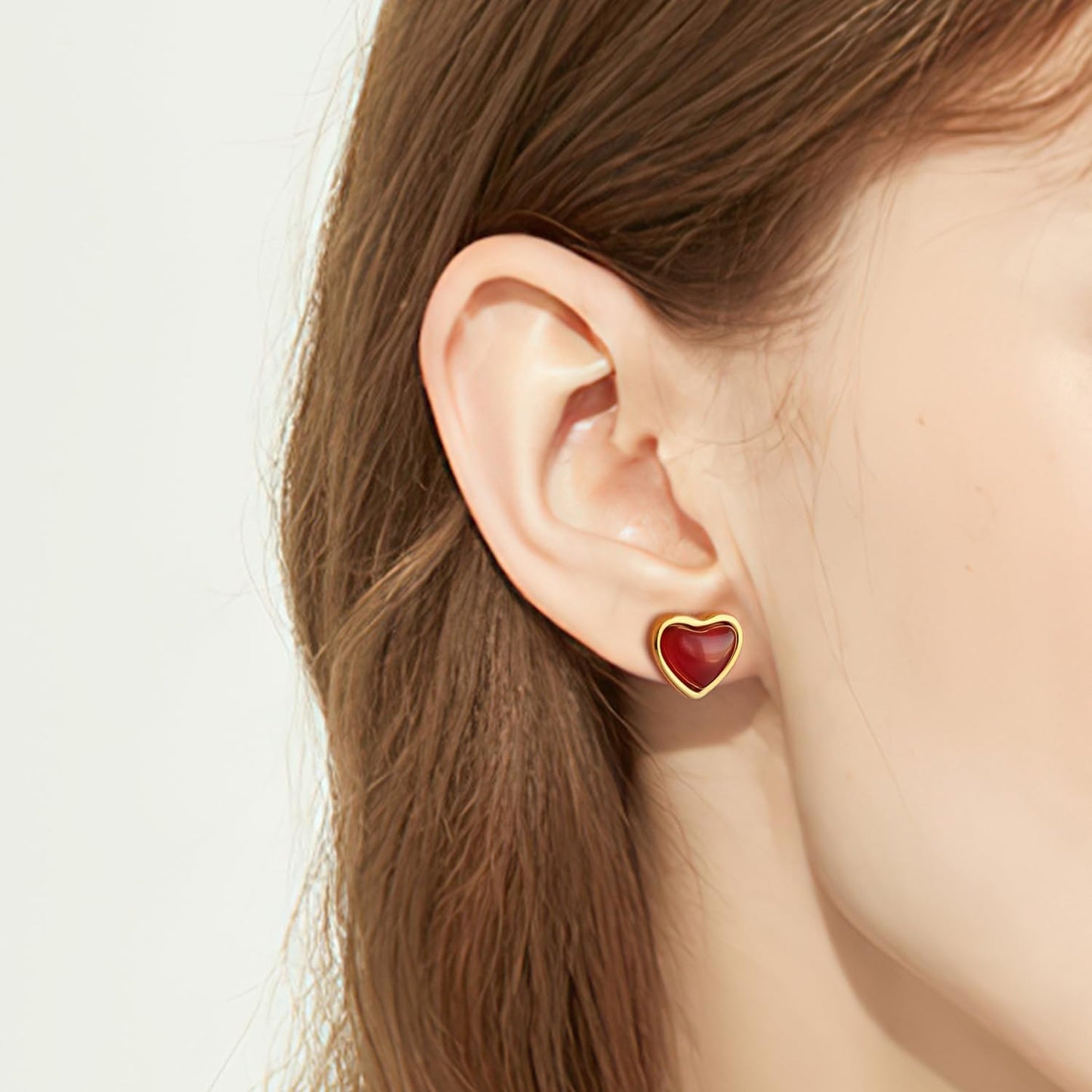 Dainty Red Heart Earrings