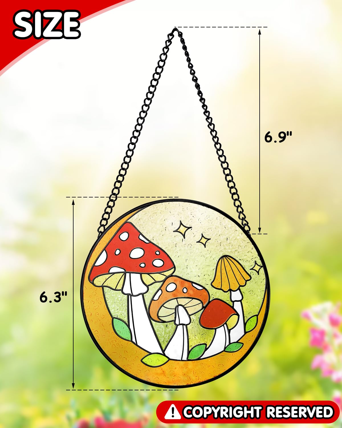 Mushroom Stained Glass Suncatcher