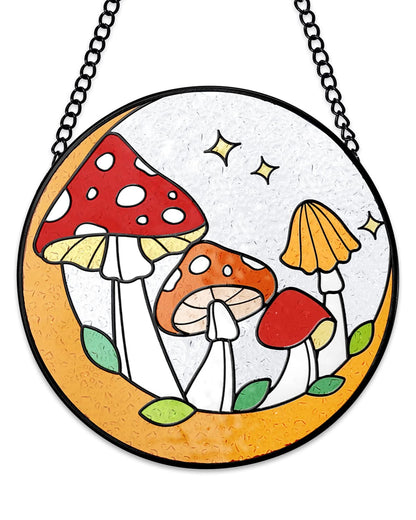 Mushroom Stained Glass Suncatcher