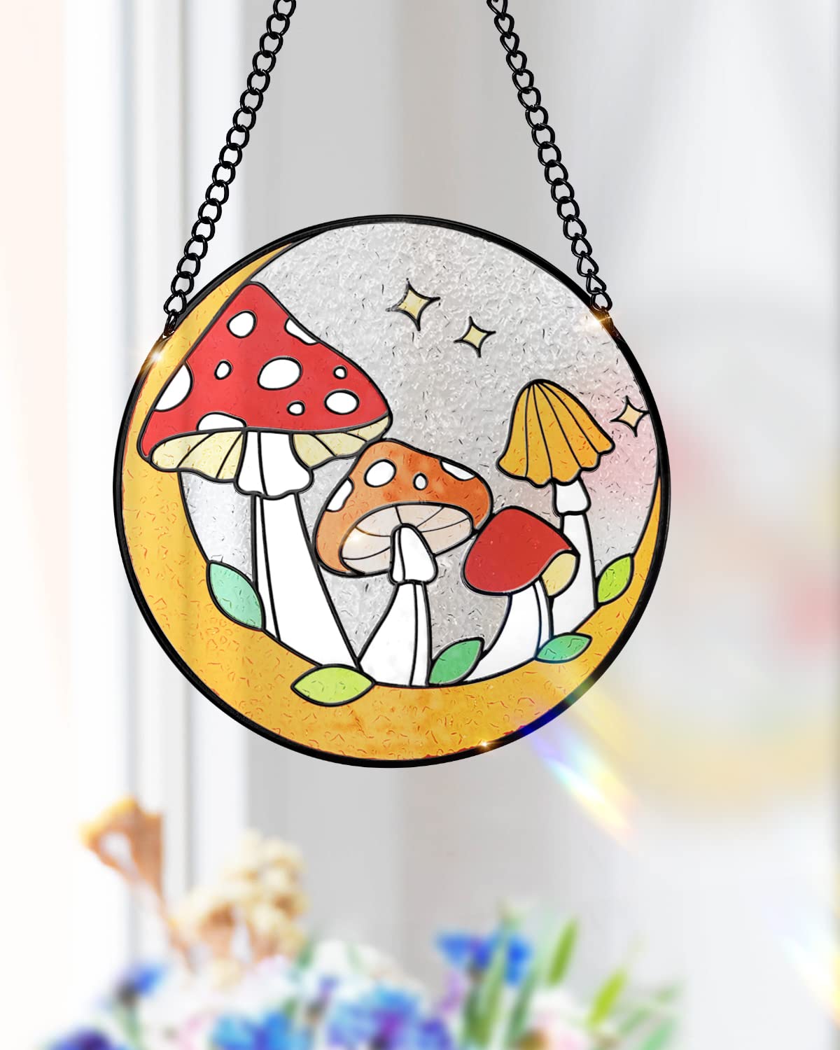 Mushroom Stained Glass Suncatcher