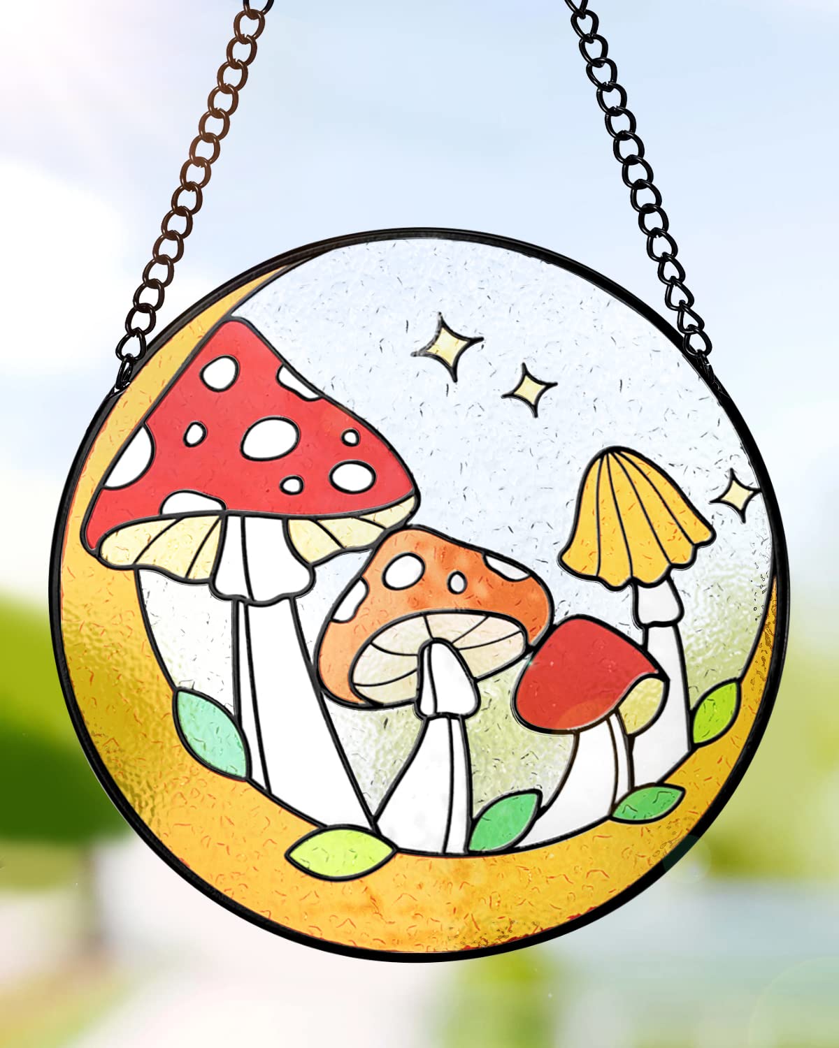 Mushroom Stained Glass Suncatcher