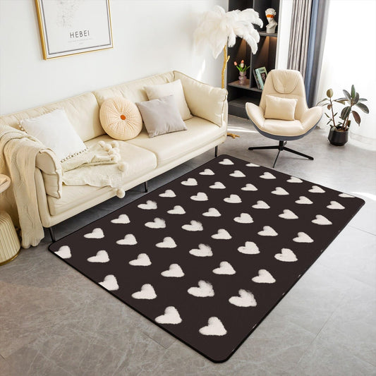 Black + White Heart Area Rug