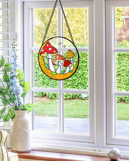 Mushroom Stained Glass Suncatcher