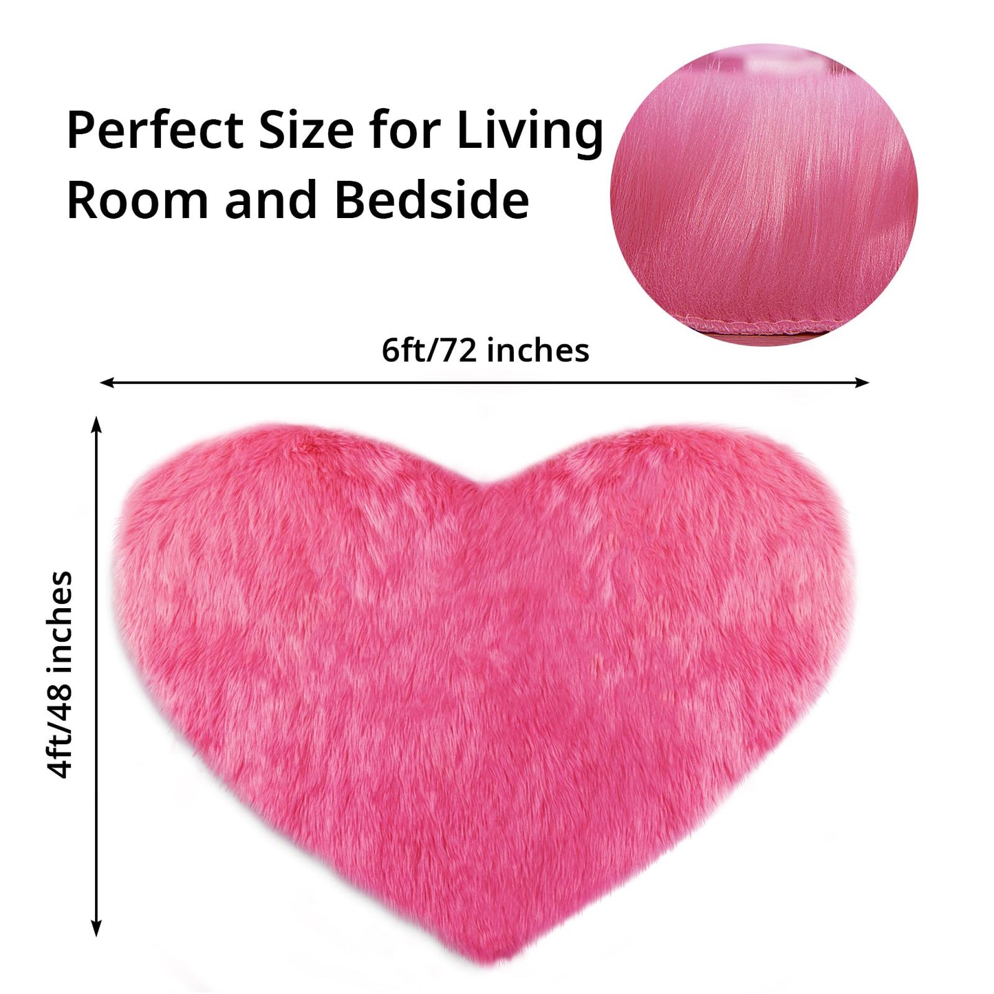 Furry Heart Shaped Area Rug