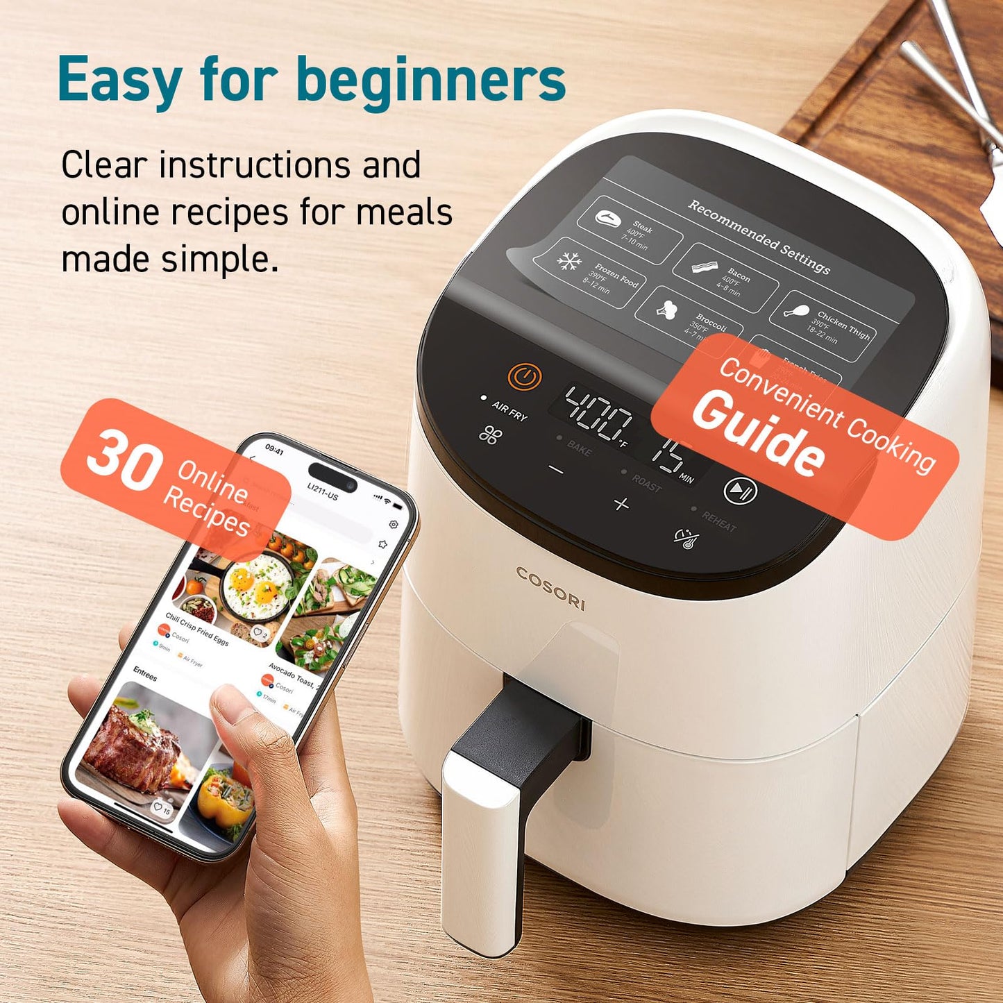 Mini Air Fryer 2.1 Qt, 4-in-1