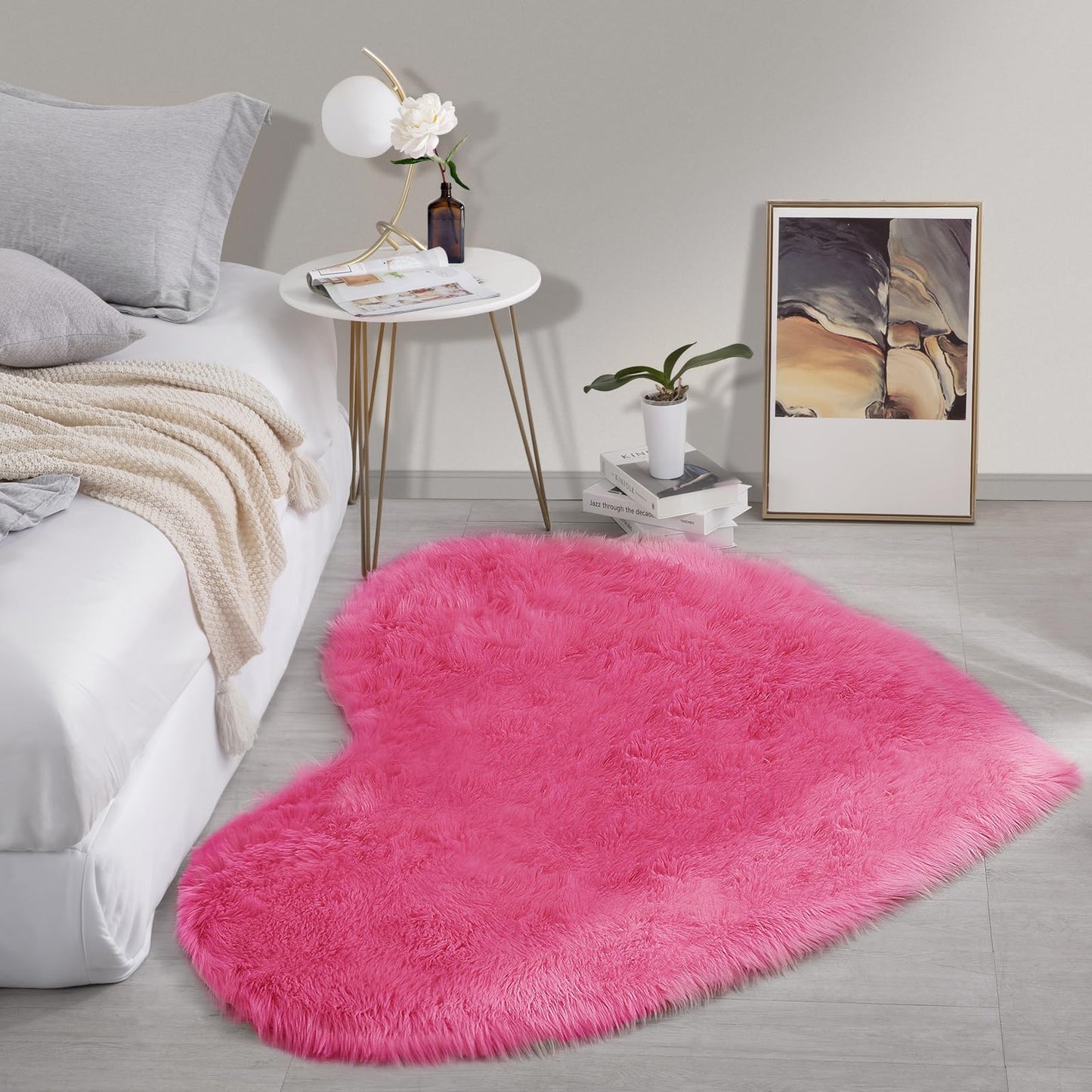 Furry Heart Shaped Area Rug