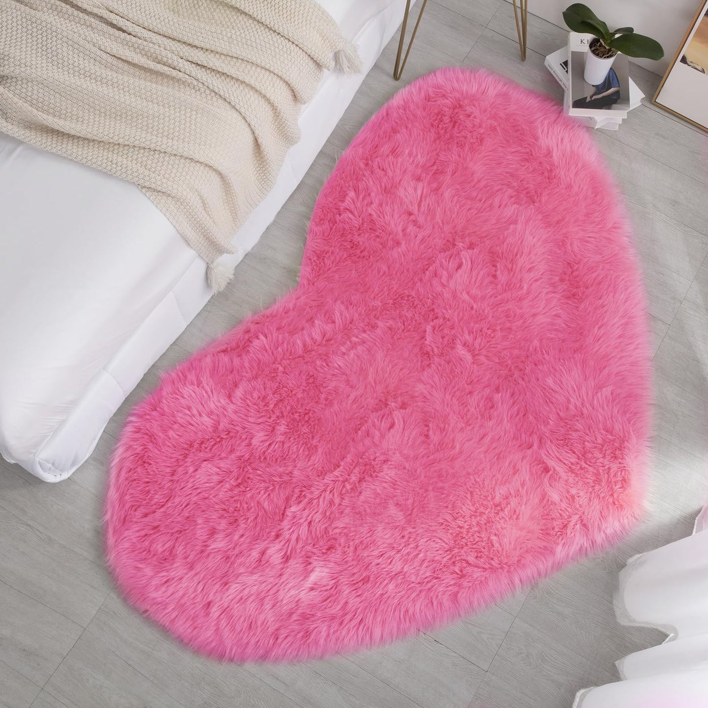 Furry Heart Shaped Area Rug