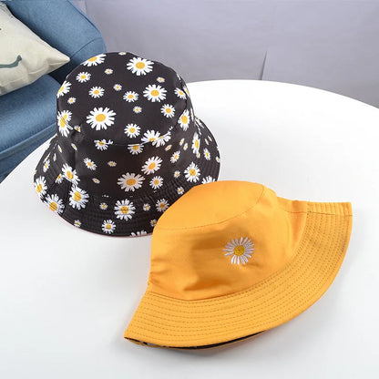 Daisies Embroidered Bucket Hat