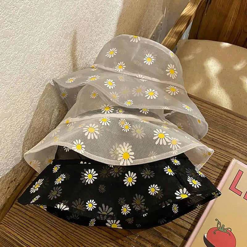 Daisies Embroidered Bucket Hat