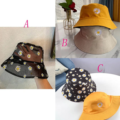 Daisies Embroidered Bucket Hat