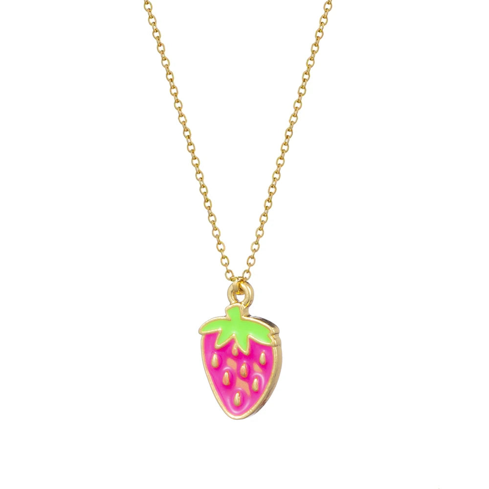 Flower Strawberry Mushroom Necklace