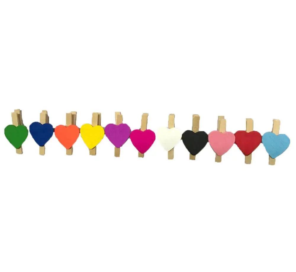 Mini Heart Shape Wood Clips