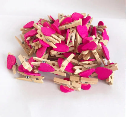 Mini Heart Shape Wood Clips