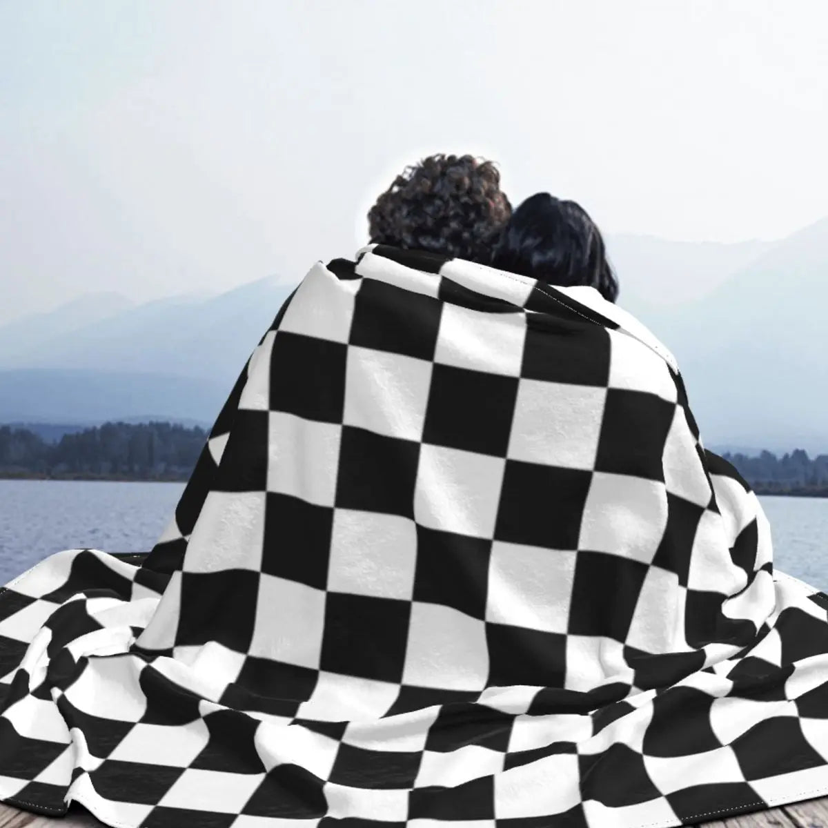 Black and White Checkered Throw Blanket