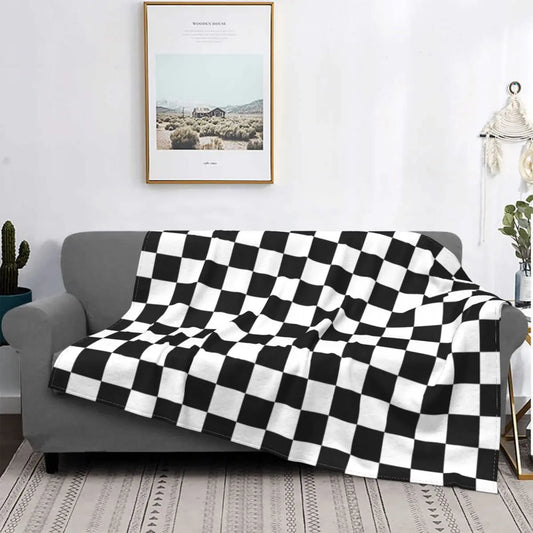 Black and White Checkered Throw Blanket