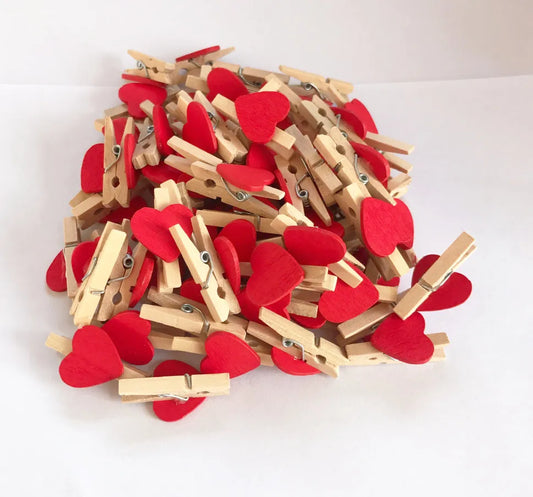 Mini Heart Shape Wood Clips