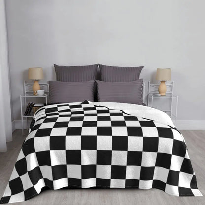 Black and White Checkered Throw Blanket